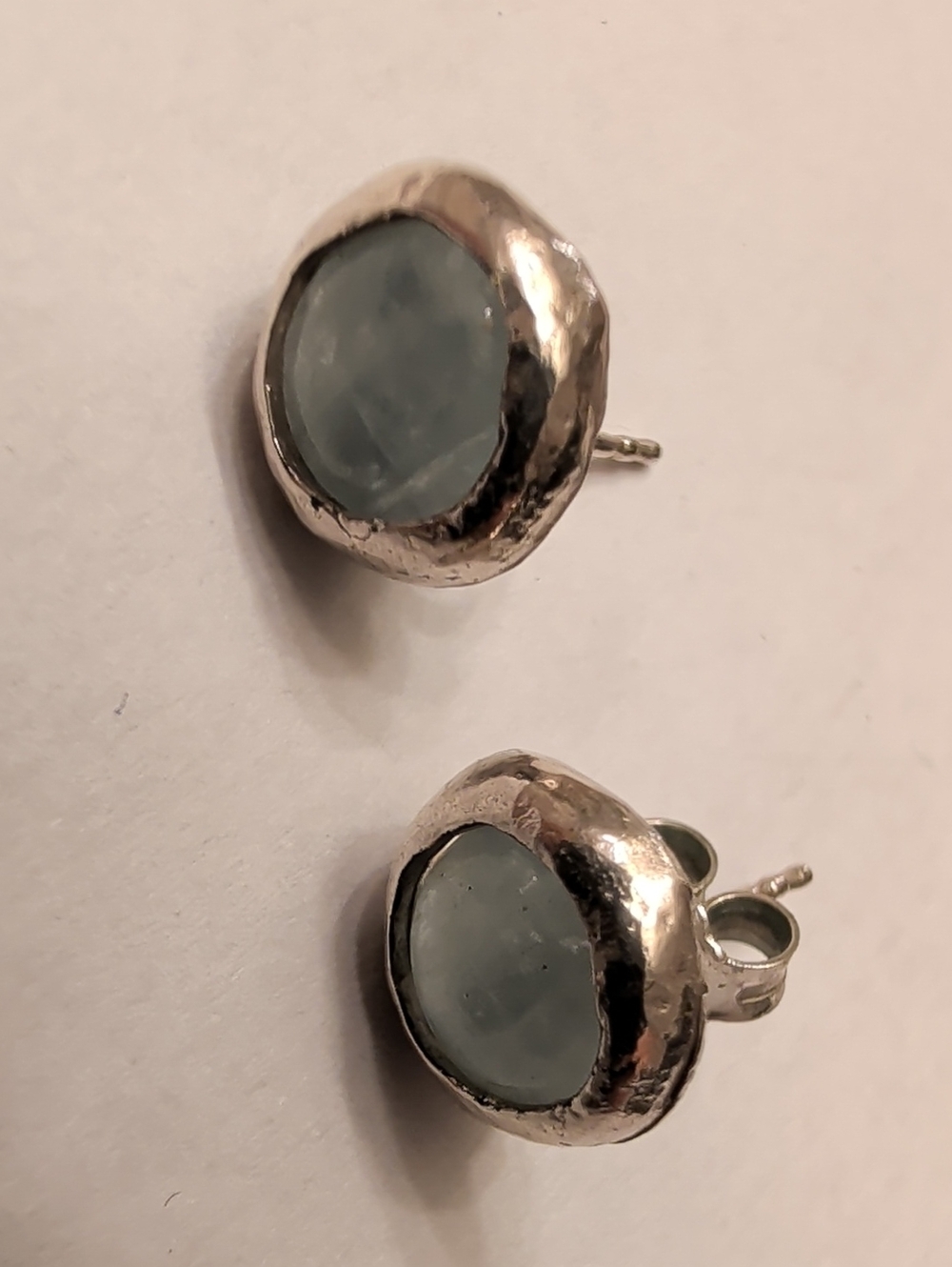 Silpada Light Blue Cabochon Sterling Silver Stud Earrings